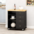 31.5-Inch Rolling Kitchen Island with 2 Drawers and 3 Shelves