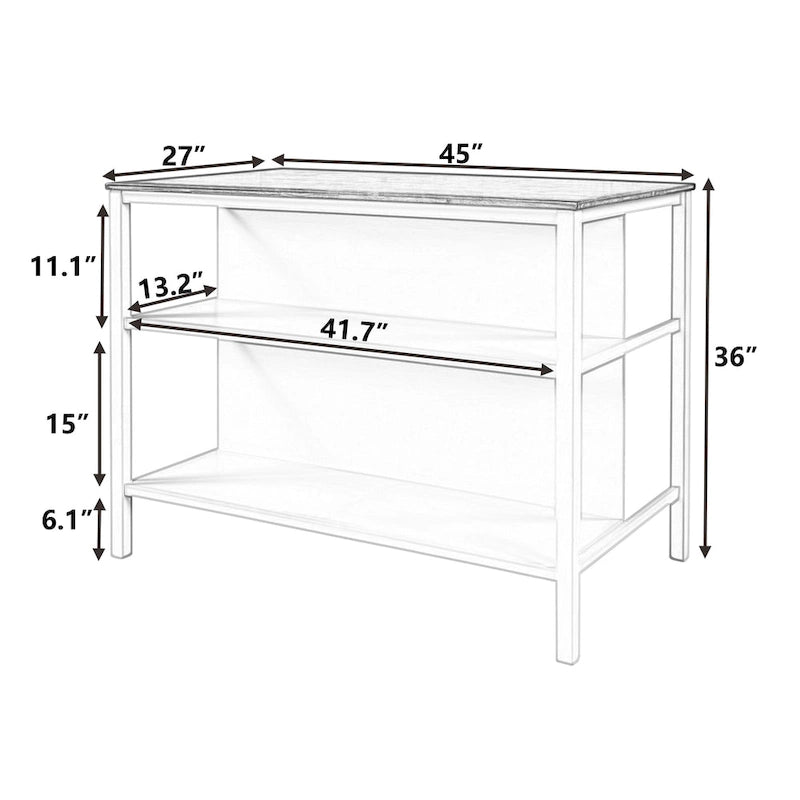 Solid Wood Rustic 45 Stationary Kitchen Island