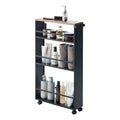 Slim Steel Rolling Storage Cart with Tiered Shelves