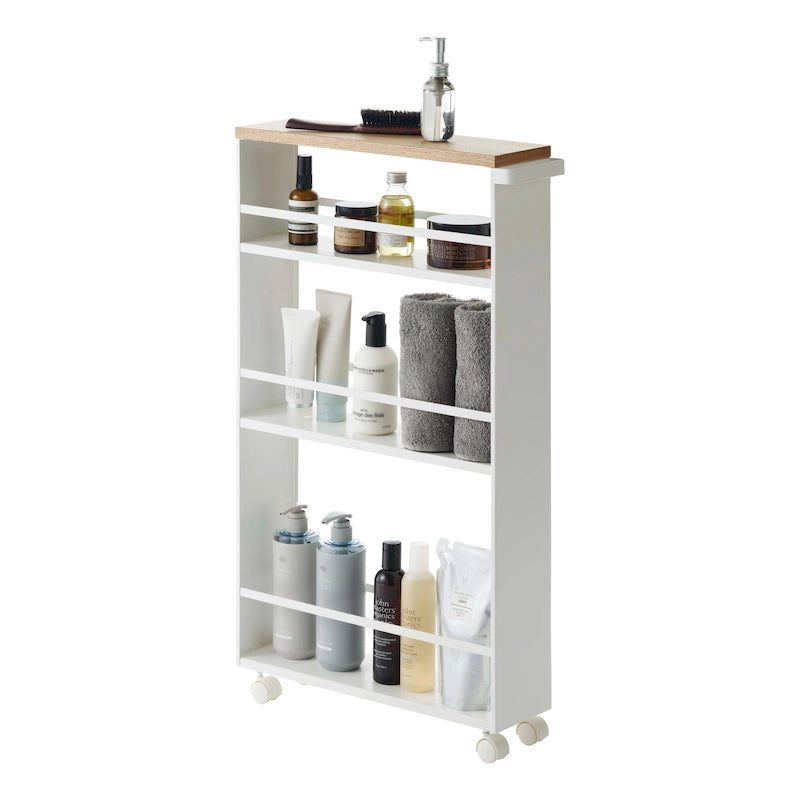 Slim Steel Rolling Storage Cart with Tiered Shelves