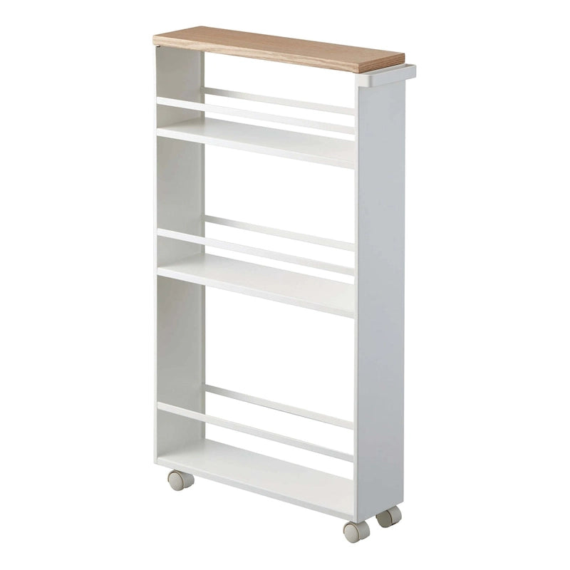 Slim Steel Rolling Storage Cart with Tiered Shelves