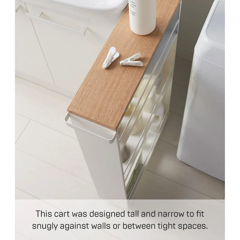 Slim Steel Rolling Storage Cart with Tiered Shelves