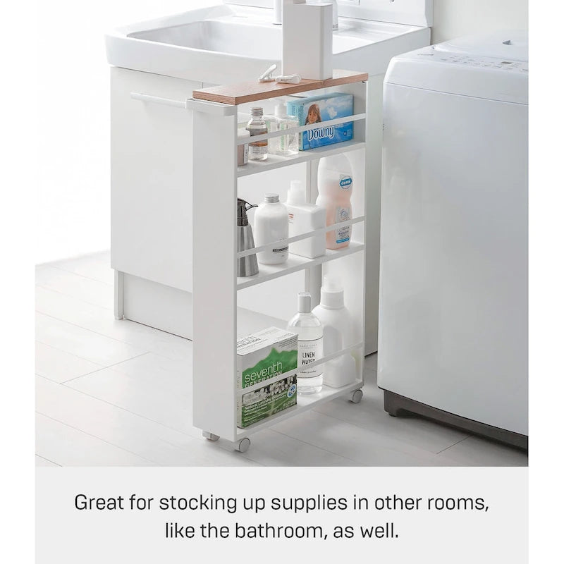 Slim Steel Rolling Storage Cart with Tiered Shelves