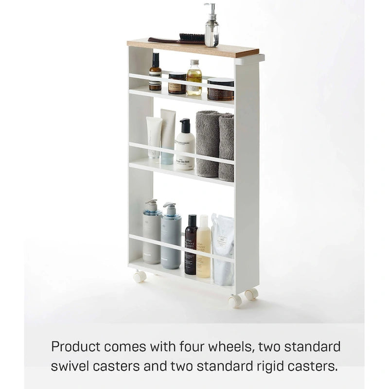 Slim Steel Rolling Storage Cart with Tiered Shelves