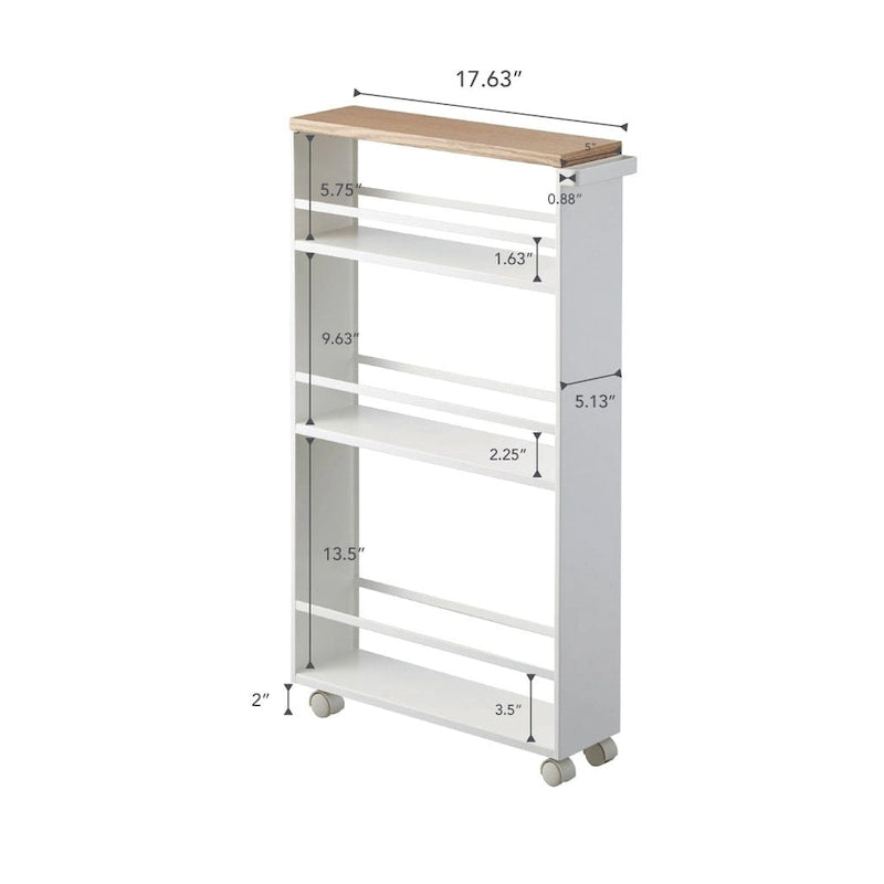 Slim Steel Rolling Storage Cart with Tiered Shelves