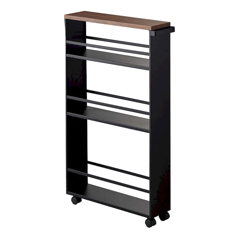 Slim Steel Rolling Storage Cart with Tiered Shelves