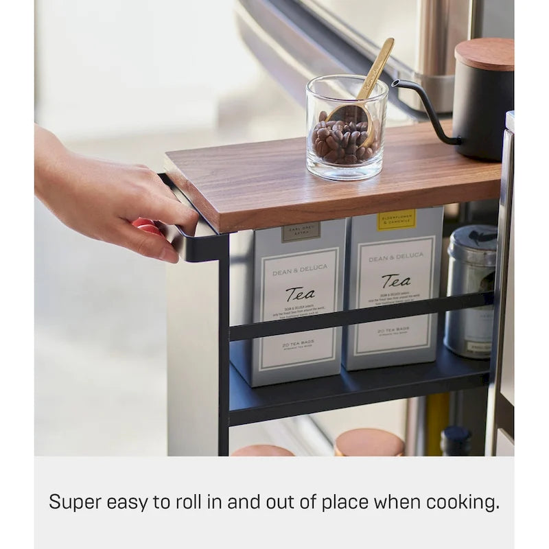 Slim Steel Rolling Storage Cart with Tiered Shelves