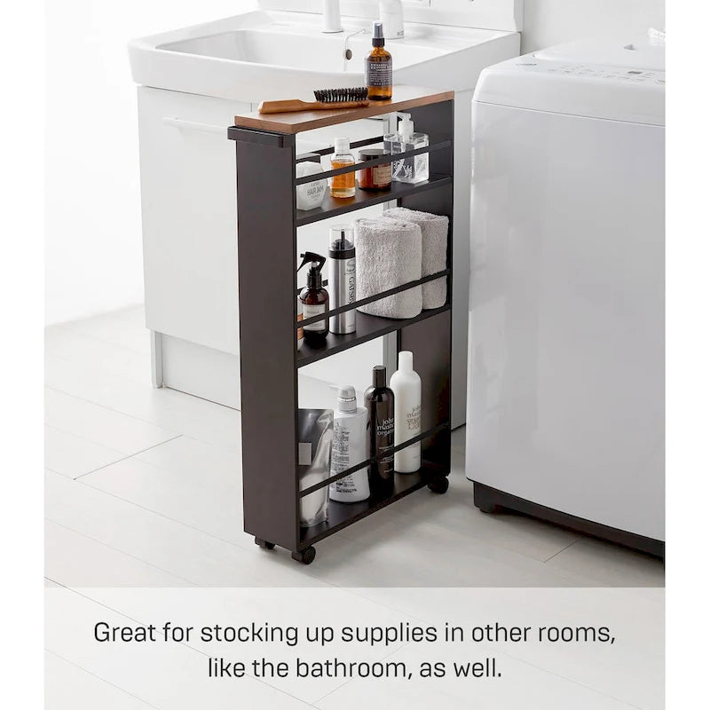 Slim Steel Rolling Storage Cart with Tiered Shelves