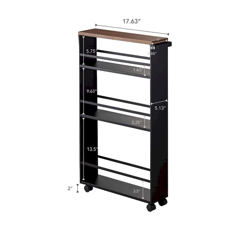 Slim Steel Rolling Storage Cart with Tiered Shelves