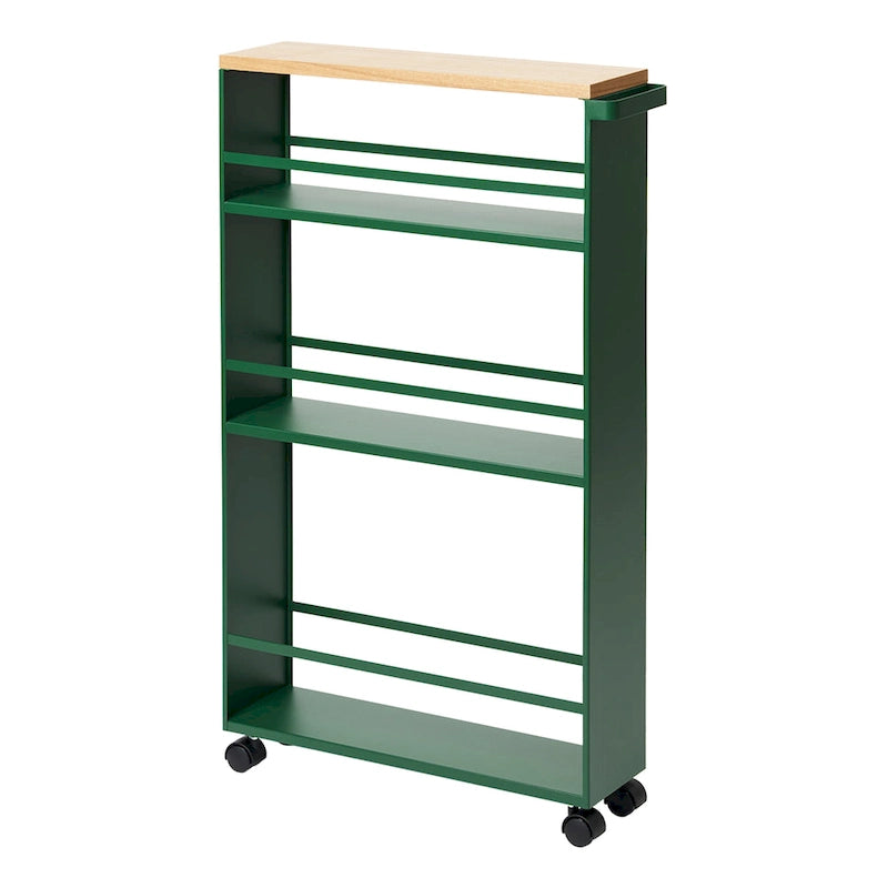 Slim Steel Rolling Storage Cart with Tiered Shelves