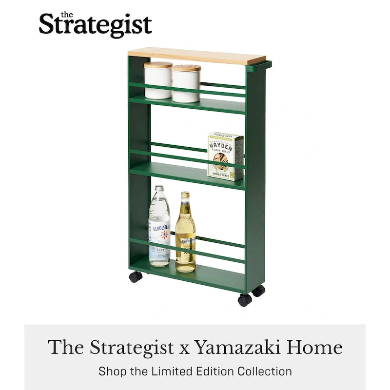 Slim Steel Rolling Storage Cart with Tiered Shelves