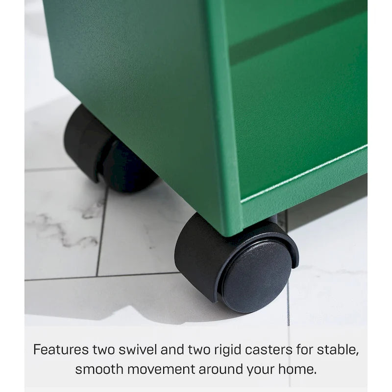 Slim Steel Rolling Storage Cart with Tiered Shelves