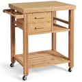 Bamboo Rolling Kitchen Island Cart with Drawers and Shelves
