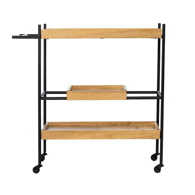 Three-Tier Rolling Bar Cart with Removable Tray