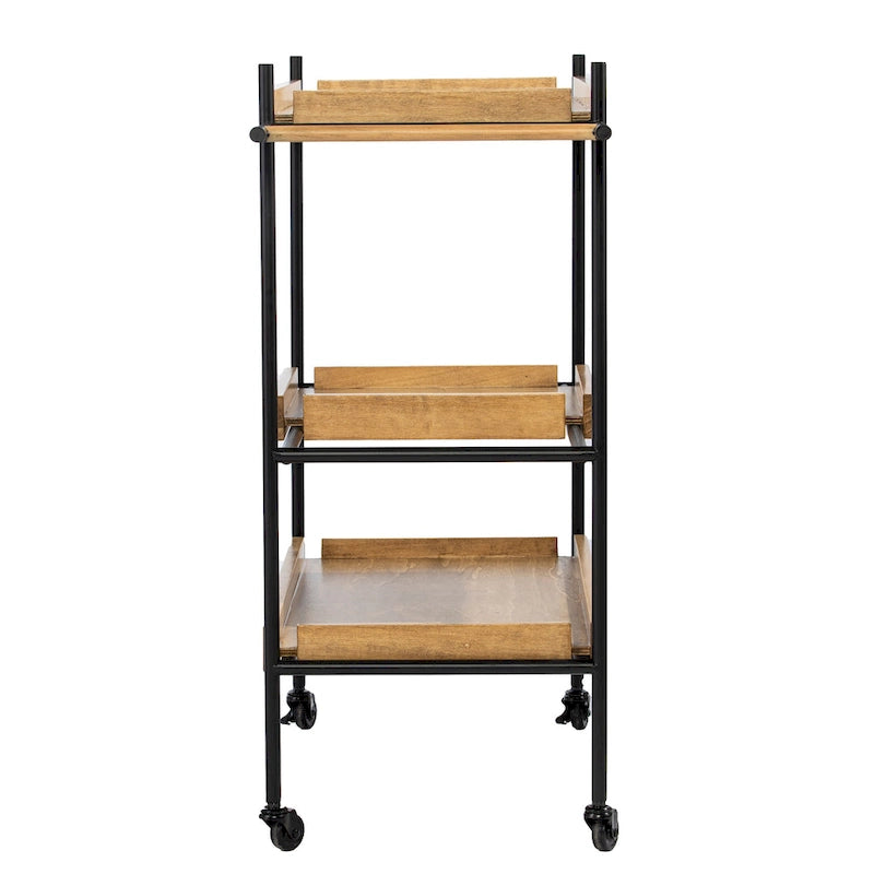 Three-Tier Rolling Bar Cart with Removable Tray