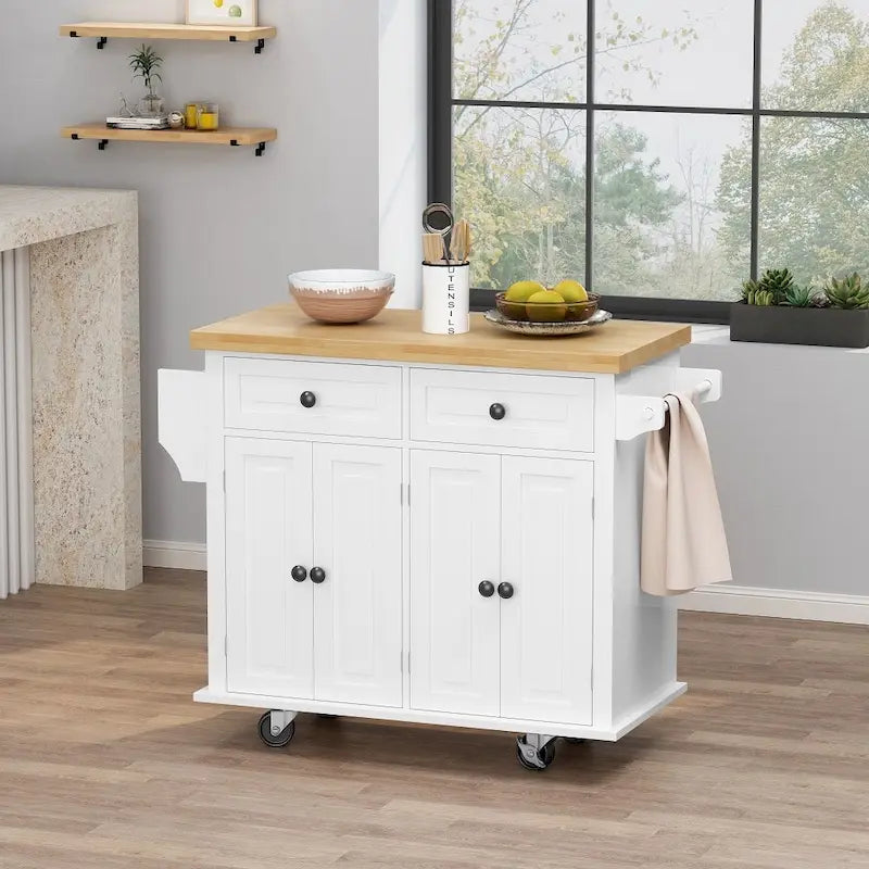 Rolling Kitchen Island Cart with Storage and Locking Wheels