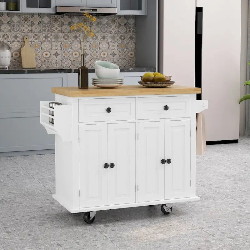 Rolling Kitchen Island Cart with Storage and Locking Wheels