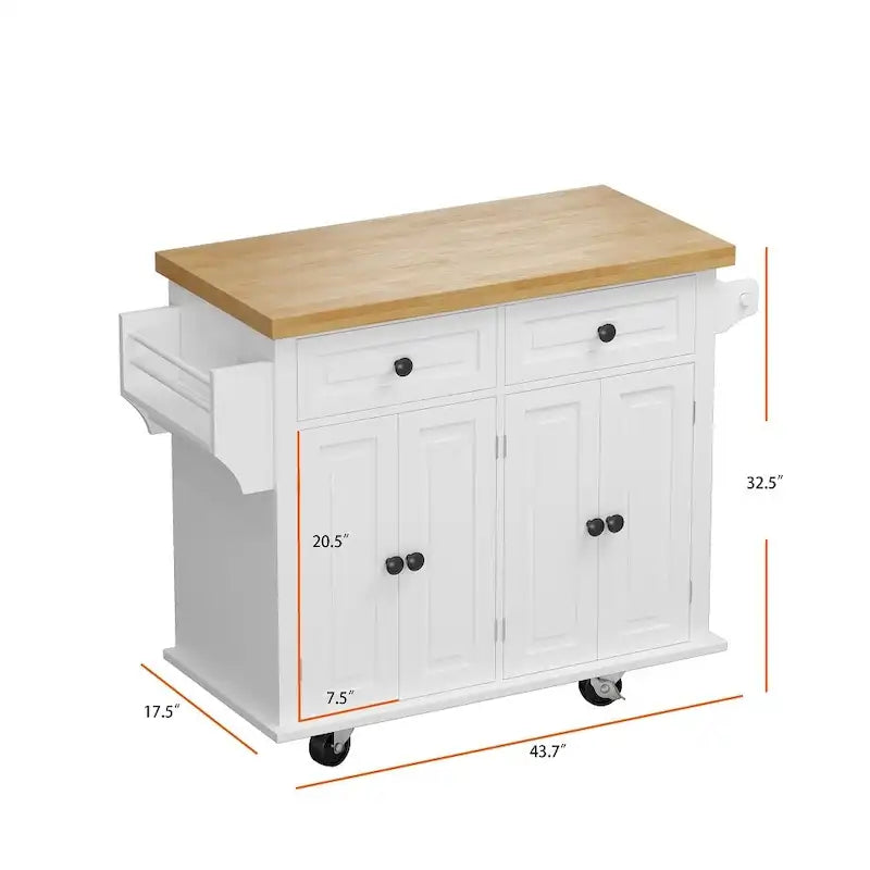 Rolling Kitchen Island Cart with Storage and Locking Wheels