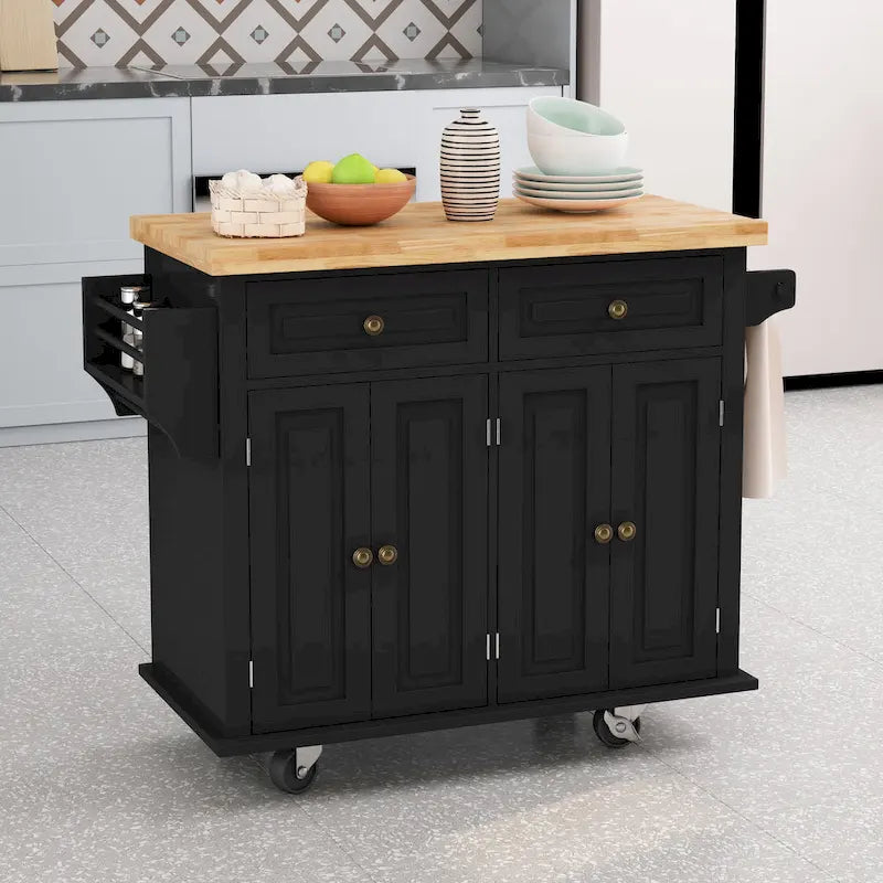 Rolling Kitchen Island Cart with Storage and Locking Wheels
