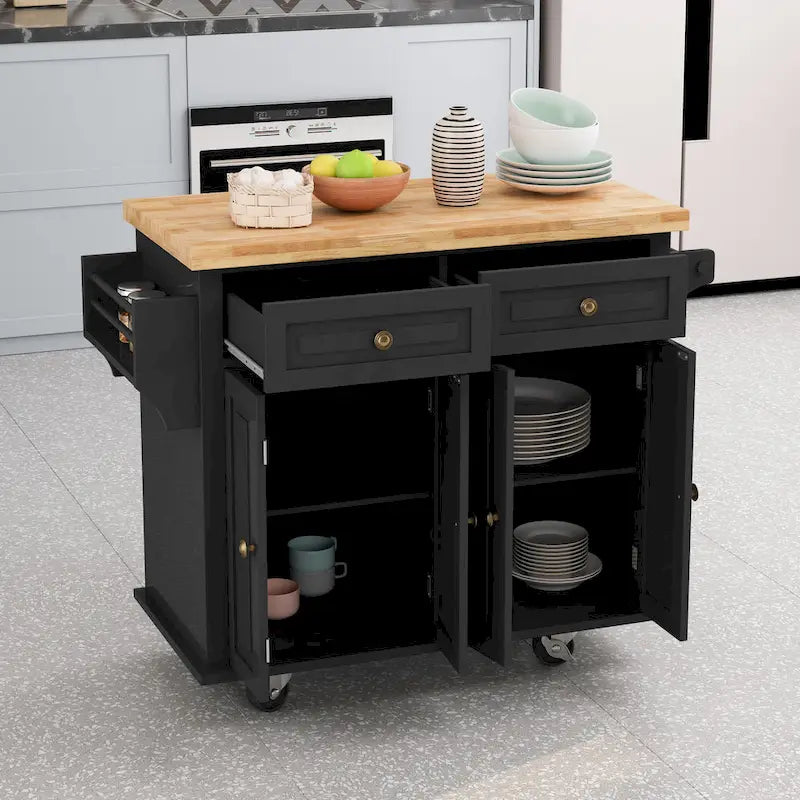 Rolling Kitchen Island Cart with Storage and Locking Wheels