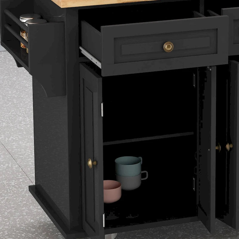 Rolling Kitchen Island Cart with Storage and Locking Wheels