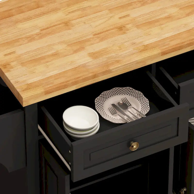 Rolling Kitchen Island Cart with Storage and Locking Wheels