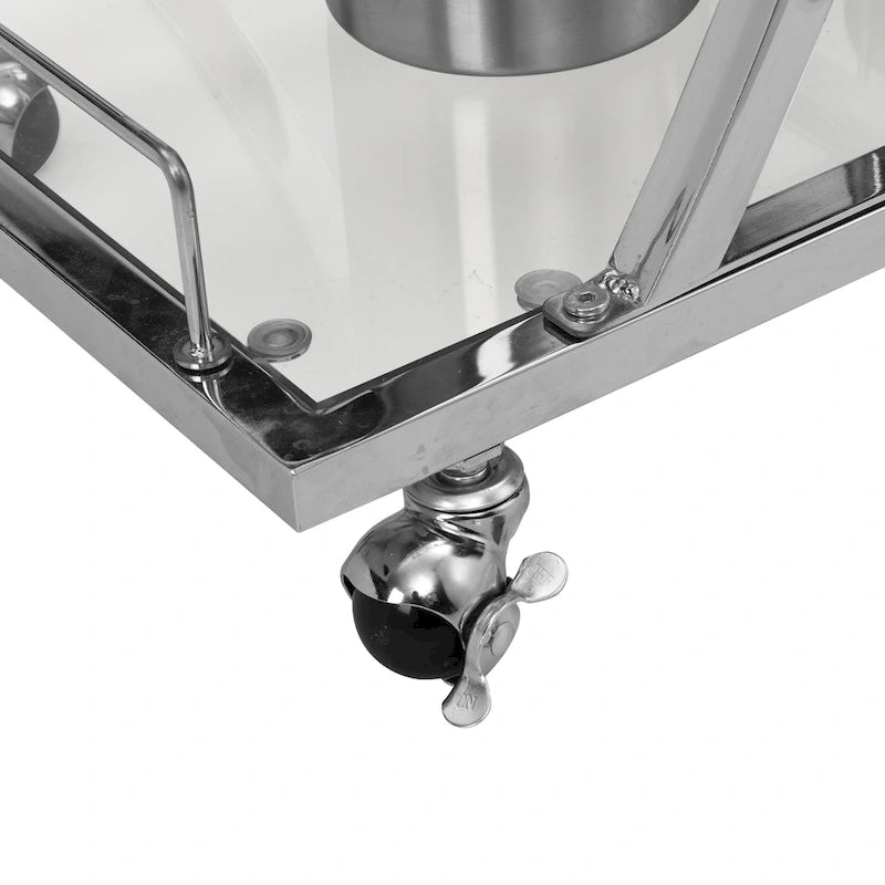 3-Tier Tempered Glass Bar Cart with Wine Storage