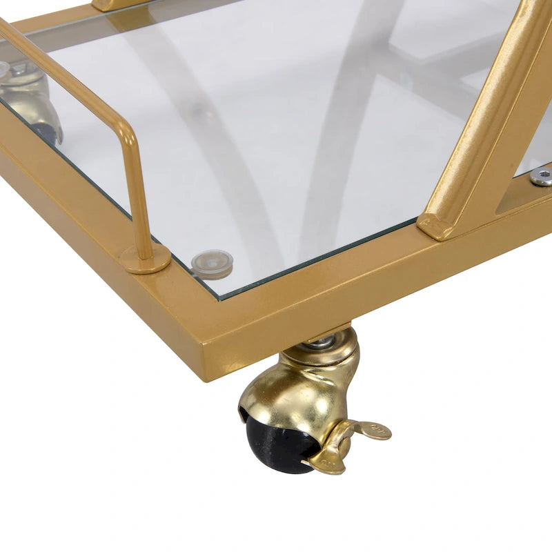 3-Tier Tempered Glass Bar Cart with Wine Storage