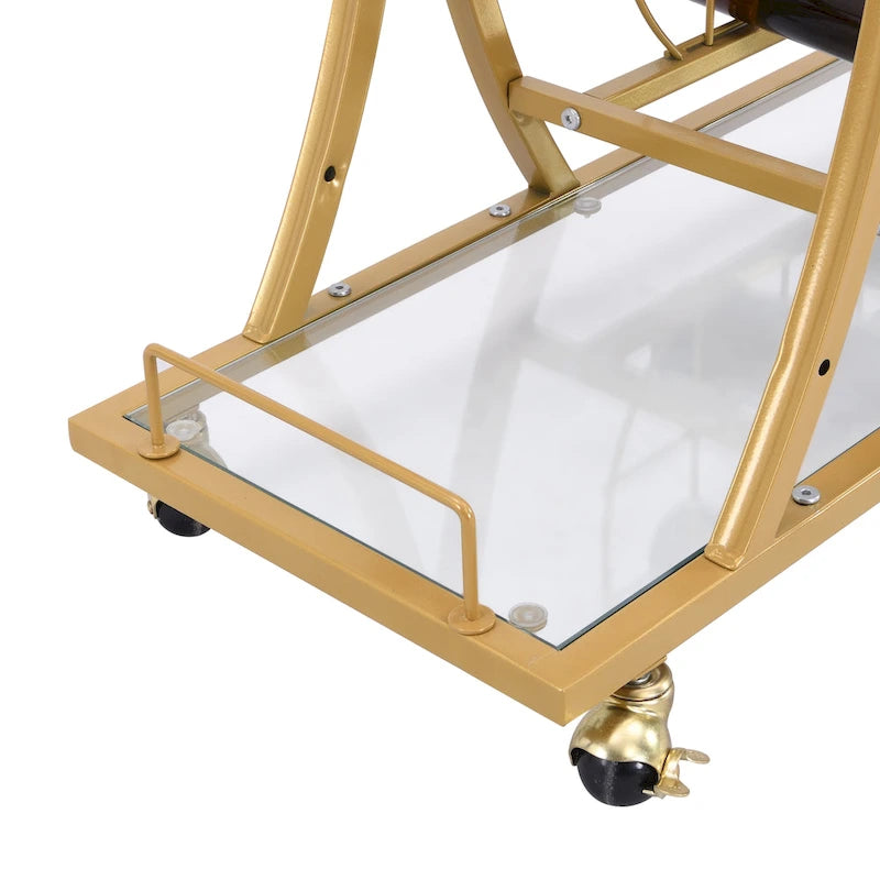 3-Tier Tempered Glass Bar Cart with Wine Storage