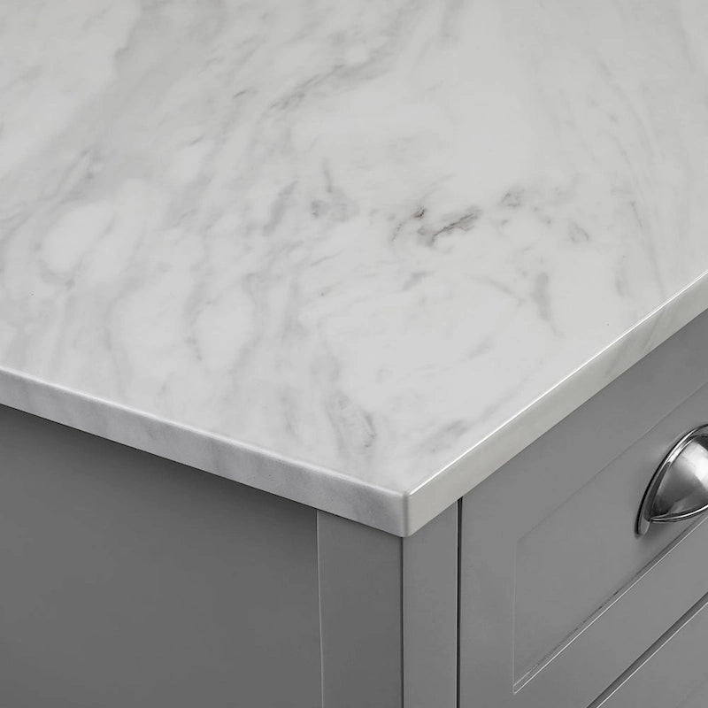Kitchen Island Cart with Faux Marble Top and 4 Drawers