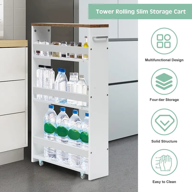 4-Tier Rolling Storage Cart with Handle