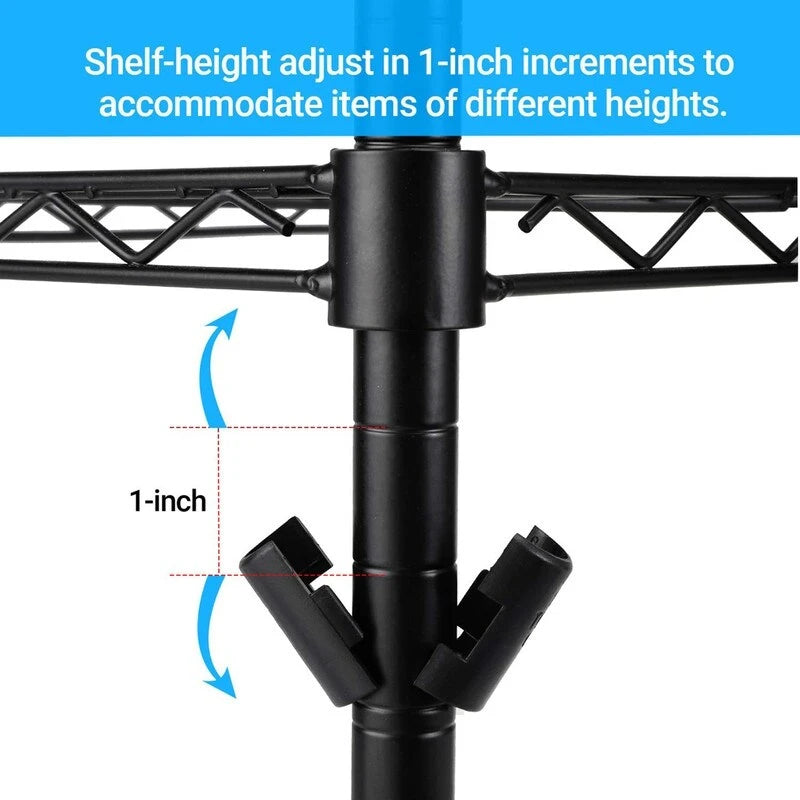 3-Tier Metal Rolling Kitchen Utility Cart with Wood Top