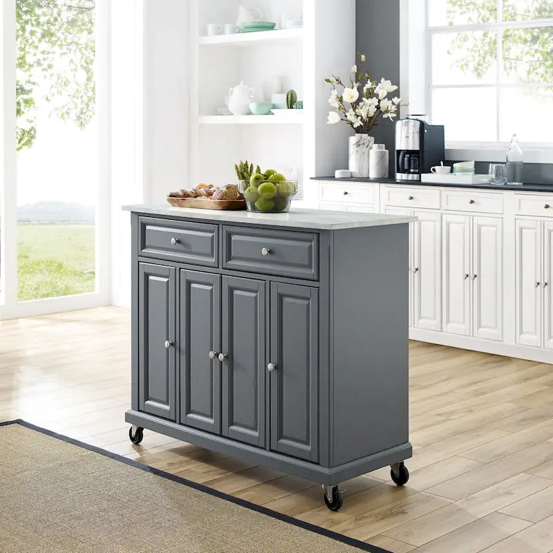 Grey Kitchen Cart with Storage - 42.13W x 18D x 36H