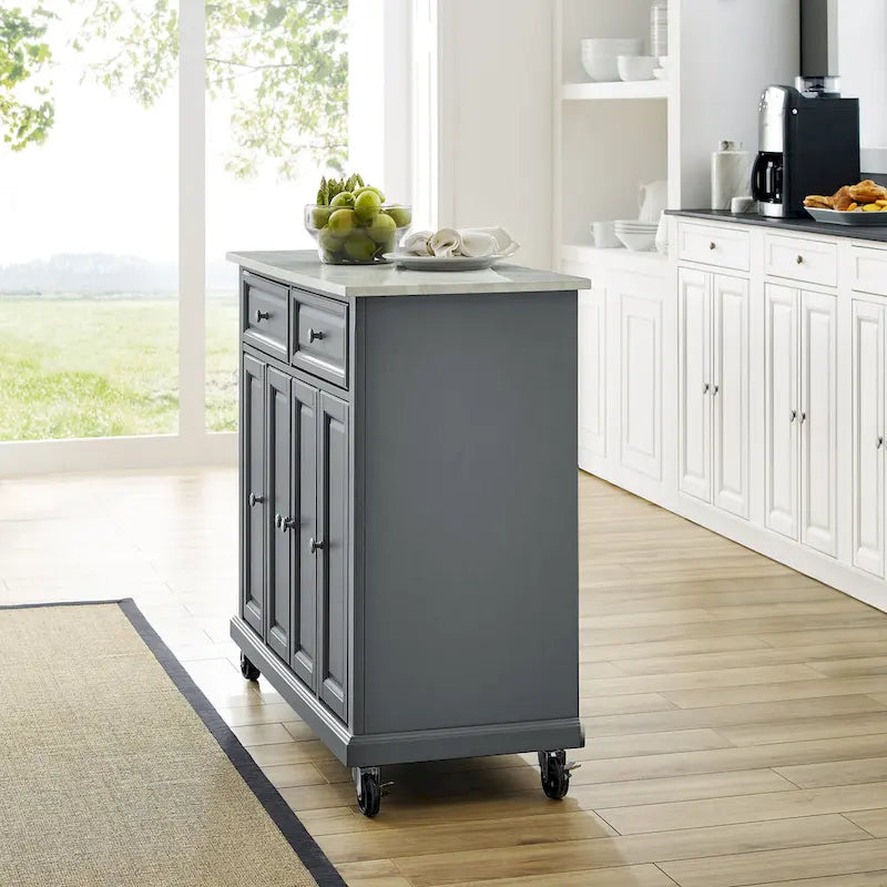 Grey Kitchen Cart with Storage - 42.13W x 18D x 36H