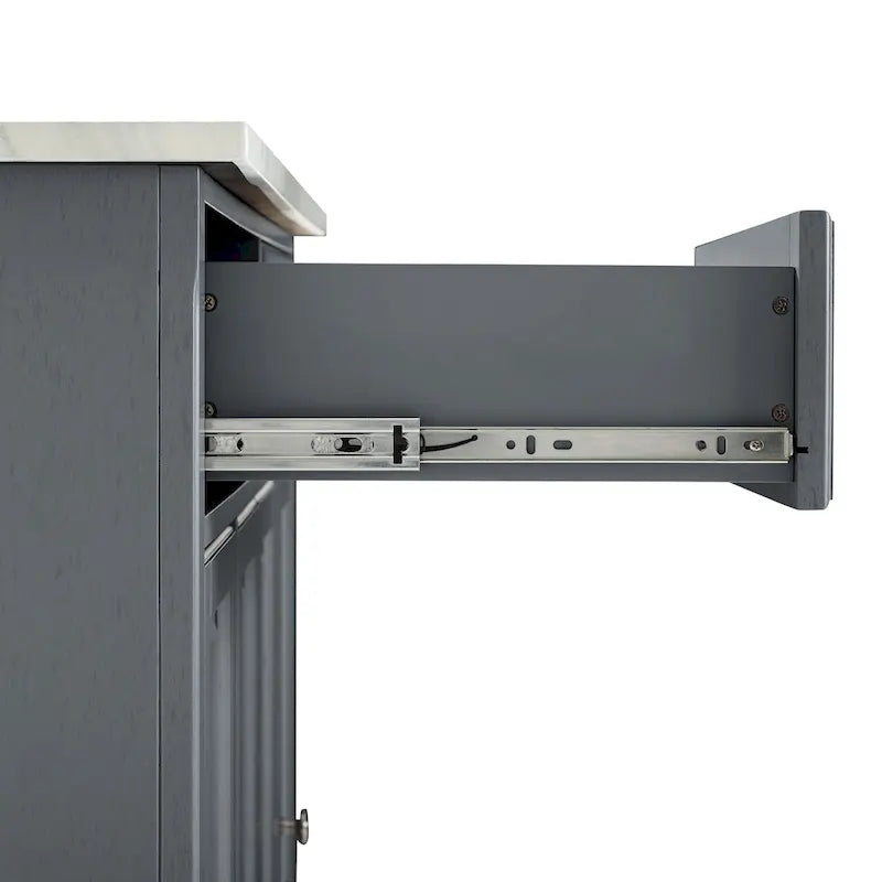 Grey Kitchen Cart with Storage - 42.13W x 18D x 36H