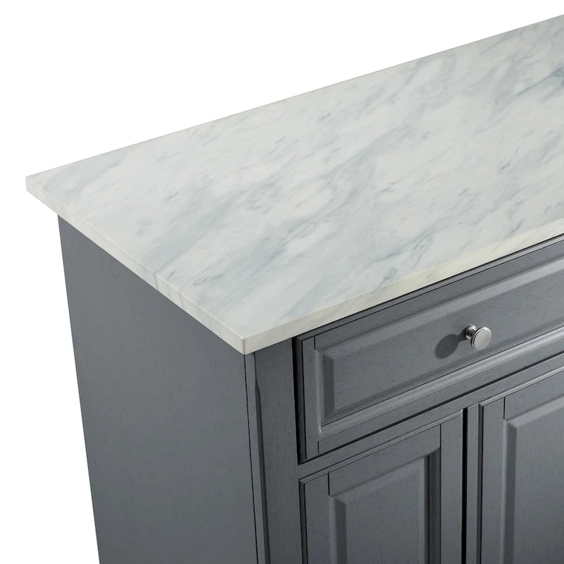 Grey Kitchen Cart with Storage - 42.13W x 18D x 36H