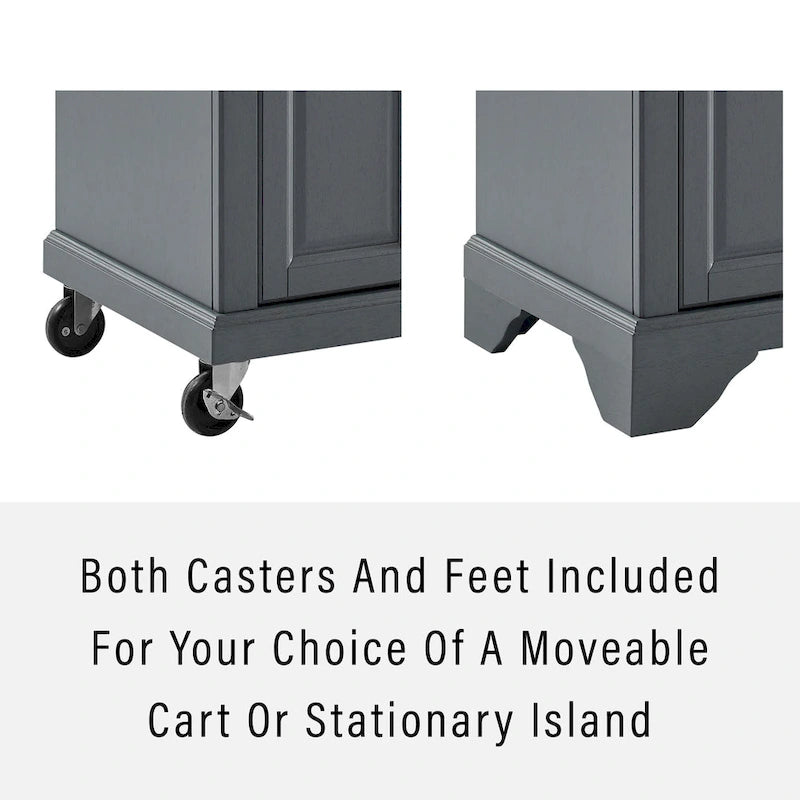 Grey Kitchen Cart with Storage - 42.13W x 18D x 36H
