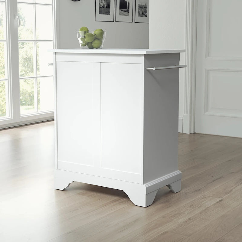 White Granite Top Portable Kitchen Island Cart - 31W x 18D x 35.5H