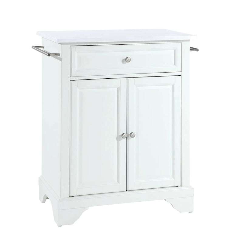 White Granite Top Portable Kitchen Island Cart - 31W x 18D x 35.5H