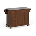 Granite Top Kitchen Cart in Cherry - 18" D x 51.5" W x 36" H