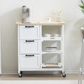Rolling Kitchen Cart with Three Drawers and Wood Top
