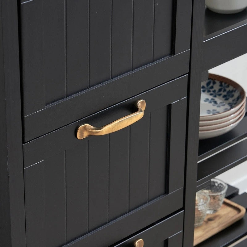 Rolling Kitchen Cart with Three Drawers and Wood Top