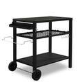 Outdoor Grill Cart with Three Shelves, Two Wheels & Hooks