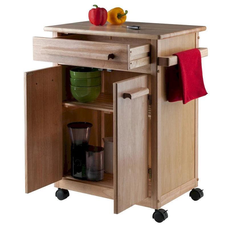 Rolling Kitchen Cart, Natural - 26.9 x 18.2 x 34.3 inches