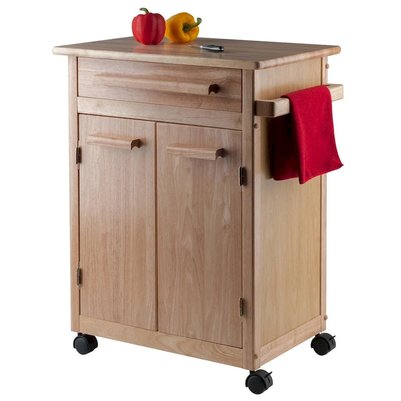 Rolling Kitchen Cart, Natural - 26.9 x 18.2 x 34.3 inches