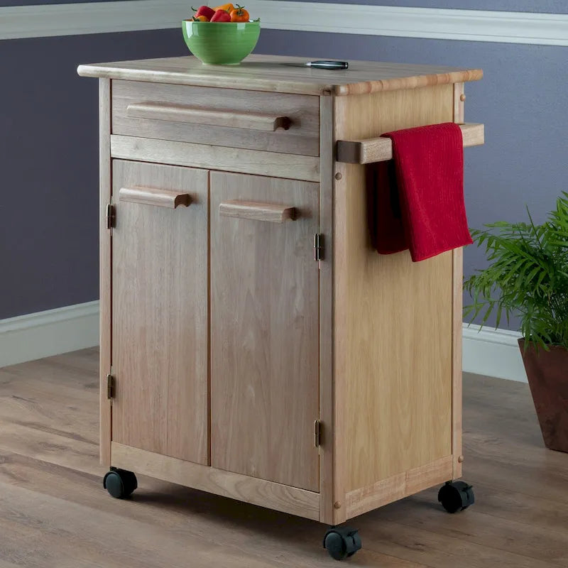 Rolling Kitchen Cart, Natural - 26.9 x 18.2 x 34.3 inches