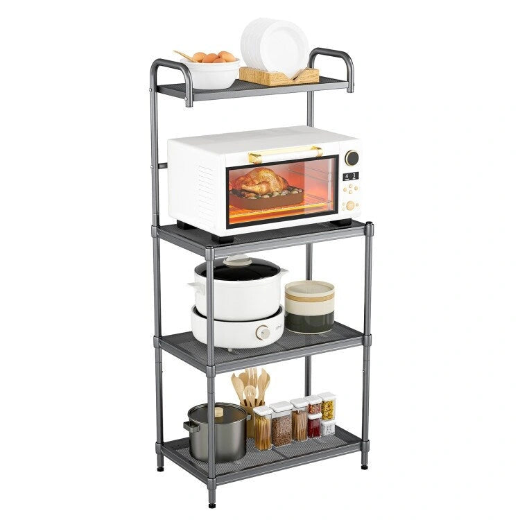 4-Tier Metal Kitchen Storage Rack - Grey