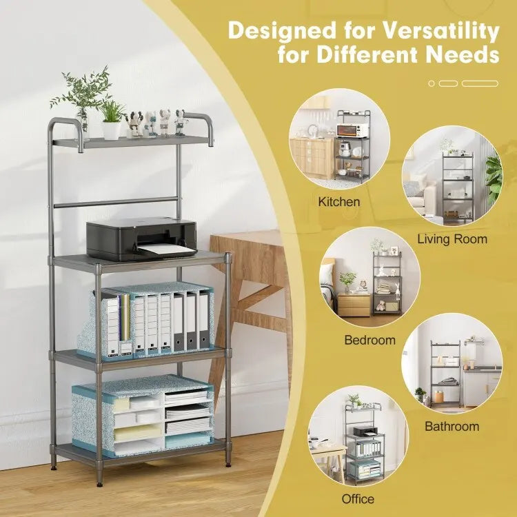 4-Tier Metal Kitchen Storage Rack - Grey
