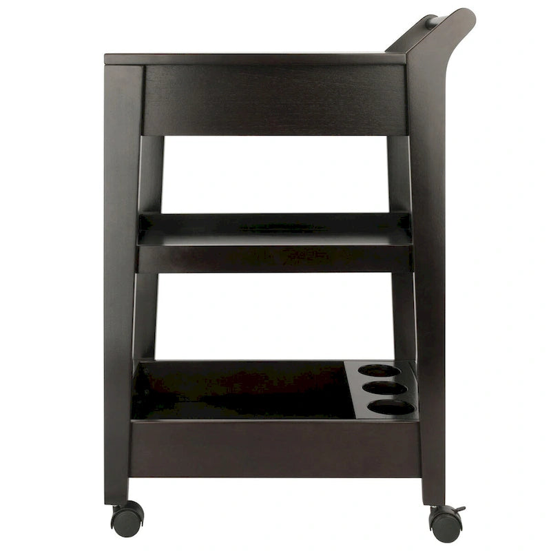 Wooden Bar Cart with Drawers, Espresso - 18.03 x 26.77 x 37.24 inches
