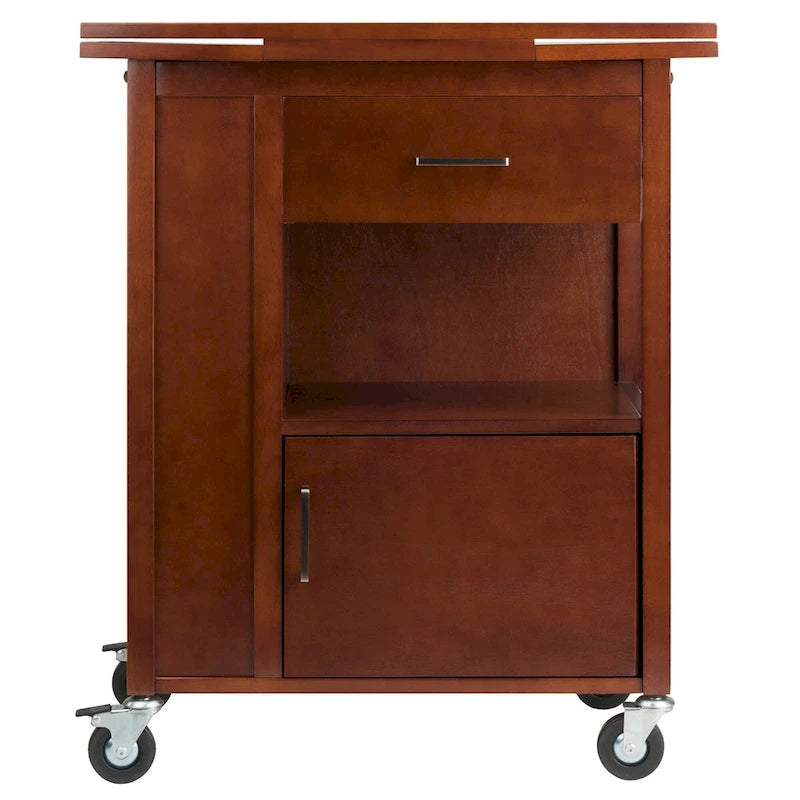 Extendable Kitchen Cart with Storage, Walnut